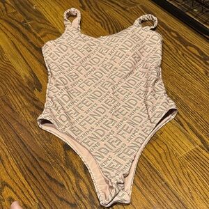 Pink Logo Monogram One-Piece Swimsuit